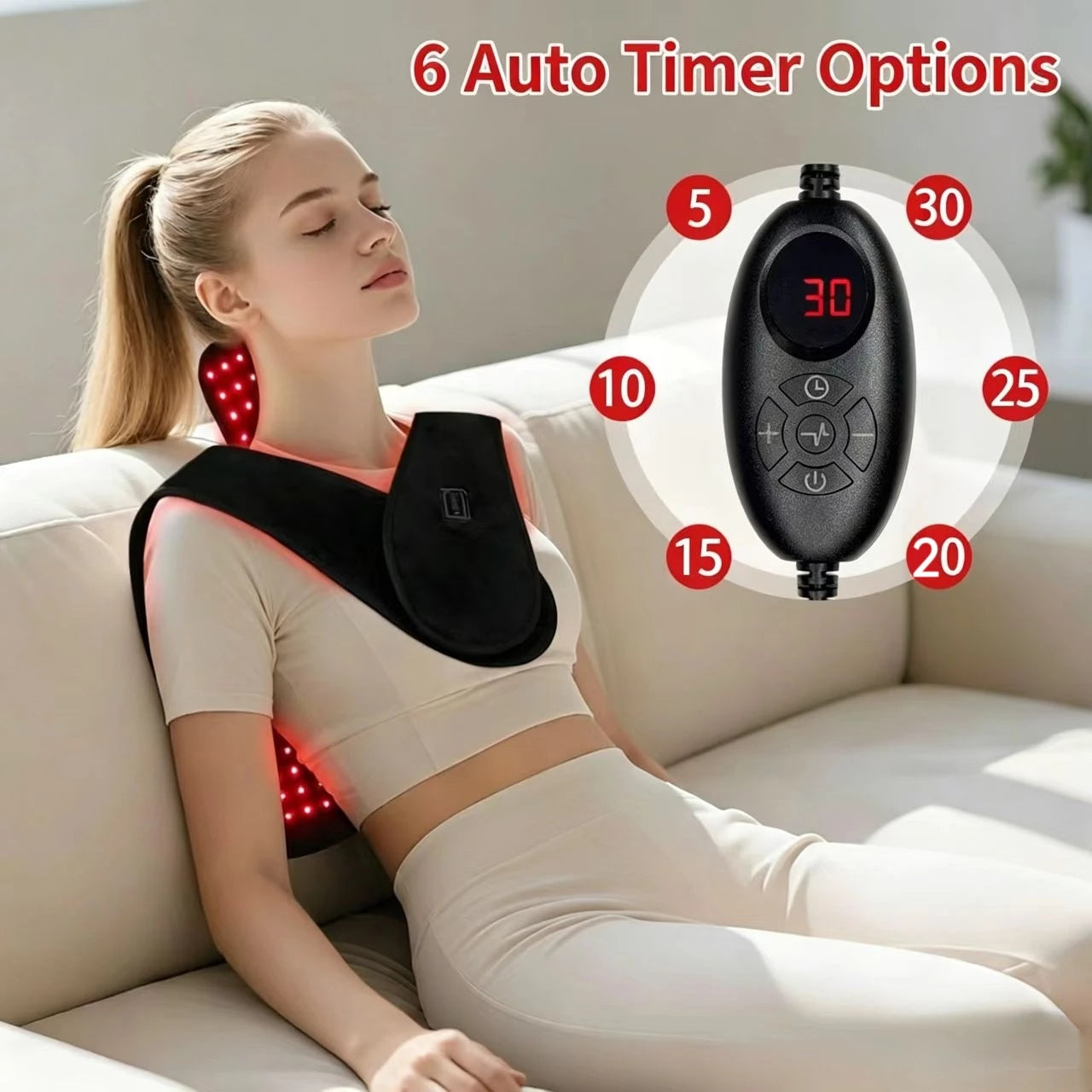 NEW 145LEDs Red Light Therapy Shawl 660nm&850nm for Neck and Shoulder Infrared Light Therapy for Body at Indoor Pain Relief
