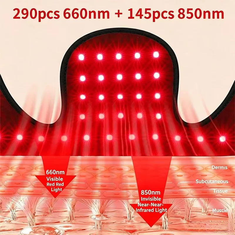 NEW 145LEDs Red Light Therapy Shawl 660nm&850nm for Neck and Shoulder Infrared Light Therapy for Body at Indoor Pain Relief